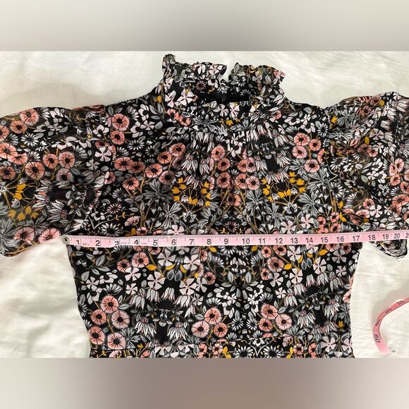 JULIA JORDAN Ruffle Mock Neck Floral Midi Dress, Short Flutter Sleeve, Size 6 - Picture 11 of 16